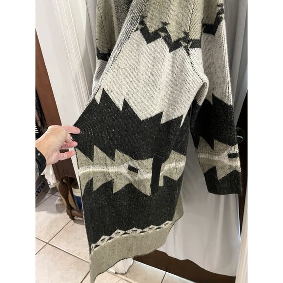 Natural Reflections Taupe Black Brooklyn Shawl Collar Coatigan Sz Xxl Aztec - Picture 3 of 7